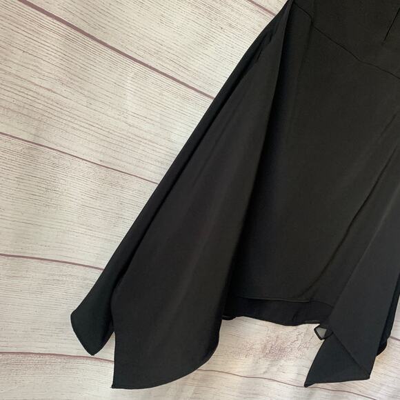 1. State Black Sleeveless Blouse Winged Asymmetrical Handkerchief Tiered Size XS - Picture 12 of 16